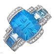 Ring With 9.40ctw Precious Stones - Genuine Diamonds, Topazes Beautifully Crafted in 14K White Gold. Total item weight 8g - Certificate Available.