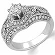 14K White Gold Fashionable Vintage Style Diamond Engagement Ring (Center stone is not included)