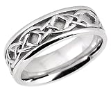 14K. White Gold Celtic Knot Design Comfort Fit Wedding Band