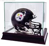UV Glass Mini Helmet Display Case w/Cherrywood Base