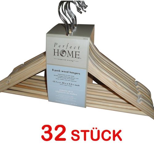32 Kleiderbügel Garderobe Set Holz hell Großhandel Hosenbügel B-Ware/Ladeneinrichtung
