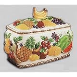 MIXED FRUIT 3-D Ceramic Bread Box VERY ELEGANT *new*