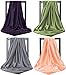 NUWEERIR 4pc Womens Large Square Scarf Set Silk Feeling Satin Solid Hair Wrapping 35x35 inches (Set 3)