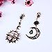 JQUEEN Women's Star Moon Sun Shining Forever Opal Stone Long Dangle Pierced Stud Earrings
