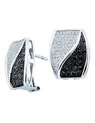 1 cttw 14k White Gold Yin Yang Earrings Black Diamond Yin Yang Earrings (Real Diamonds: 1 cttw)