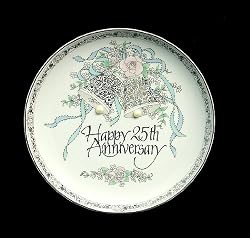 Happy 25th Silver Wedding Anniversary Porcelain Plate #60301