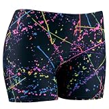 Tuga Juniors'/Women's Black Splatter Spandex Shorts, 2.5 Inch Inseam