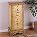 Powell Masterpiece Handpainted Wood Jewelry Armoire, Antiqued Parchment