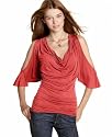Soprano Drape-Neck Cold Shoulder Top