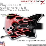 PS2 Guitar Hero I & II White Wireless Controller Skin Metal Flames Red by WraptorSkinz TM (GUITAR NOT INCLUDED)