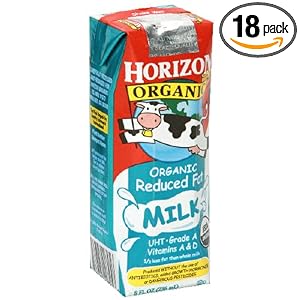 Horizon Organic Reduced Fat Milk, 8-Ounce Aseptic Cartons (Pack of 18)
