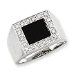 Sterling Silver Men's CZ & Onyx Ring