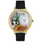 Panda Bear Black Skin Leather And Goldtone Watch #G0150017