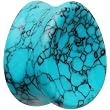 3/4" Concave Pear Turquoise Stone Plug
