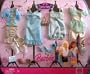 Barbie Fashion Fever Girl's Night in "Blue and Gold" Theme Color Clothes with 2 Tops, 2 Dresses, Bolero, Skirt, Capris, Purse, 2 Pairs Shoes, Perfume Atomizer, Brush & Cardboard Show Tickets
