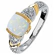 Lovely Genuine Opal, Tanzanite and Diamond Ring