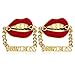 Goldtone Red Lips #GirlBoss Chain Necklace with Matching Earrings Jewelry Set