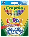 Crayola Washable Crayons, Large, 8 Colors/Box (52-3280)
