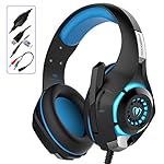 ARINO 3.5mmゲーミングヘッドセット/ヘッドホン バーチャルサラウンド音質 USB接続 騒音抑制 ノイズキャンセリング機能付 マイク/LEDライト付 PC/スマホiPhone6/6S/6Plus/ipad /PS4/Xbox one/Windows XP/7/8/8.1/10対応可能 Beexcellent GM-1 (ブラック+ ブルー)