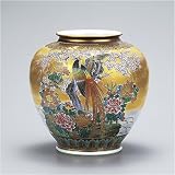 九谷焼 10号花瓶 本金花鳥 【陶器,花器,フラワーベース】