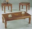 3 Piece Parquet Occasional Table Set in Oak Finish By Coaster Furniture
