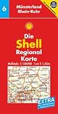 Shell Regionalkarte 6 M&uuml;nsterland, Rhein-Ruhr 1 : 150 000: Mit Ortsverzeichnis und St&auml;dtef&uuml;hrer - GPS-geeignet - Shell System Kartografie