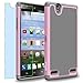 ZTE Lever LTE / Z936L Case, INNOVAA Smart Grid Defender Armor Case W/ Free Screen Protector & Touch Screen Stylus Pen - Grey/Light Pink