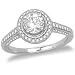 14k White Gold Round Diamond Engagement Ring w/ Pave Diamonds (.46 ct center, .96 cttw, G-H Color, I1 Clarity)