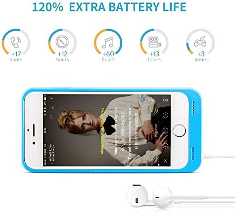 Iphone 6/6s Battery Case, 4.7" 3500mah Extended Back up Power Bank Back Up, Lightning Charging Port, Kick Stand, Ultra Slim Design (Blue)