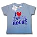 Dirty Fingers  I Love my AUNTIE she Rocks x  Baby & Toddler T-shirt 0-6 months, Blue