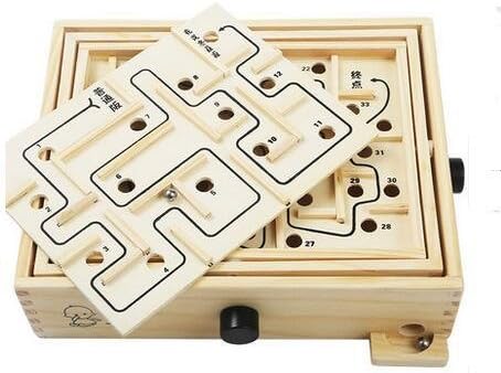 YKQJING Board game balance ball wooden puzzle maze puzzles adult leisure