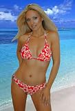 Designer 2 Piece Maui Red Swimsuit- Triangle Top with Lowrise Bikini Bottom