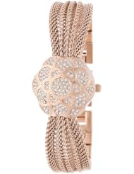 Anne Klein Womens AK/1046RGCV Swarovski Crystal Accented Rose Gold-Tone Covered Dial Mesh Bracelet Watch