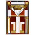 Mission Style Craftsman Vertical Art Glass Panel Wall Hanging Suncatcher 30 x 20
