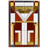IMAGE OF Mission Style Craftsman Vertical Art Glass Panel Wall Hanging Suncatcher 30 x 20