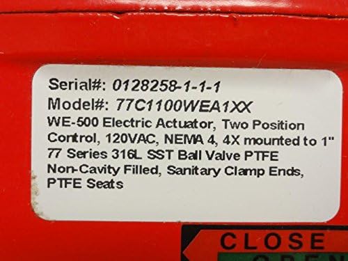 Triac 77C1100WEA1XX Sanitary Ball Valve 1" SS, W/Actuator 115V