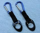 (2) Water Bottle Holders With Blue Aluminum Carabiner Attachments