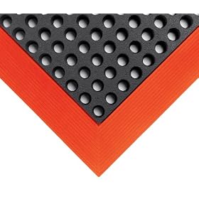 Wearwell 479.34X3X9.8BOR Industrial WorkSafe Mat, Black with Orange Borders, 3/4-Inch by 3-Feet by 9.8-Feet