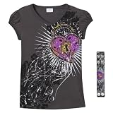 Girls' Xhilaration® Short-Sleeve V-Neck Top - Slate Black