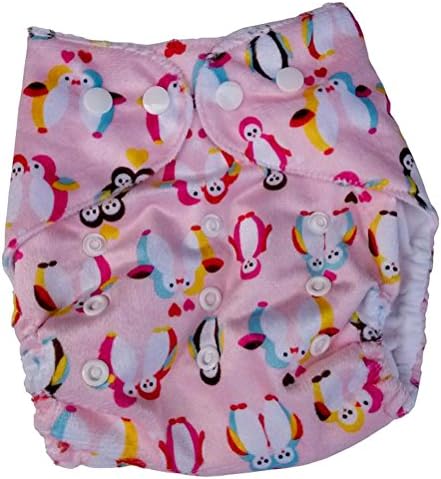 HAQILA Printing Soft Breathable Waterproof Baby Cloth Diapers, Pink Penguin