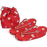 七五三 草履&巾着セット 7歳用 赤地に金網格子 プチ撫子