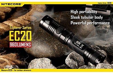 ZHYU NITECORE EC20 960 Lumens HAIII Tactical CREE XM-L2 T6 LED Flashlight Torch(1x18650/2xCR123A, Black)