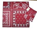 Red Bandana Tablecloth Cotton Print 60" Square