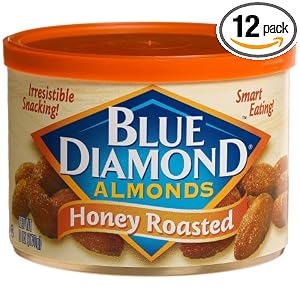 Blue Diamond Almonds Honey Roast, 6-Ounce Tins (Pack of 12) by Blue Diamond Almonds