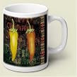 Coffee Mug ~ Chili Peppers ~ large 14 oz capacity ~ one ceramic mug ~ code 264