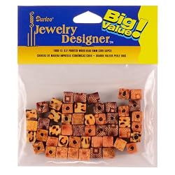 Darice B.V. Printed Wood Bead, 8mm Cube