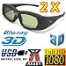 2 Stück Vidimensio 3D Brille "EXCLUSIVE" für 3D DLP LINK Projektoren (USB aufladbar). Ideal zum ACER H5360 5360BD H9500BD, OPTOMA HD300 HD300X HD33 HD83 mit einem 3D Blu Ray Player