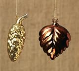 Mercury Glass Pinecone and Leaf Ornaments - DL Rhein