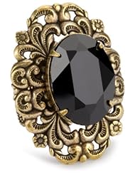 Liz Palacios "Piedras" Jet Swarovski Crystal Ring