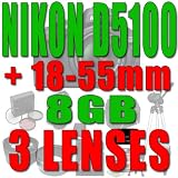 Nikon D5100 16.2MP CMOS Digital SLR Camera with 18 55mm f/3.5 5.6G VR Lens + Wide Angle + Telephoto Lens + Filter Kit + Flash 8GB DavisMAX Bundle 51S62EaFQNL. SL160 Nikon D5100 16.2MP CMOS Digital SLR Camera with 18 55mm f/3.5 5.6G VR Lens + Wide Angle + Telephoto Lens + Filter Kit + Flash 8GB DavisMAX Bundle